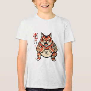 T-shirt En Tri-matière Chat de Sumorai en position de combat drôle T-Shir