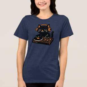 T-shirt En Tri-matière Chat DJ mignon avec casque