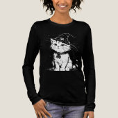 T-shirt En Tri-matière Chat drôle avec Casquette Graphic Tee (Recto)
