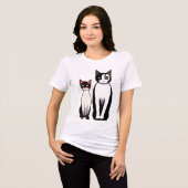 T-shirt En Tri-matière Chat et chaton noir et blanc rétro moderne (Recto plein)