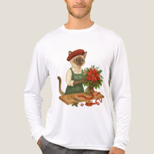 T-shirt En Tri-matière Chat fleuriste arranger des fleurs pour Noël