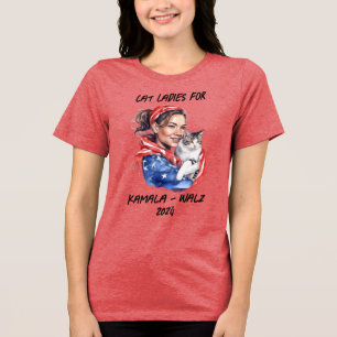 T-shirt En Tri-matière Chat Ladies for Harris and Walz Political Humour