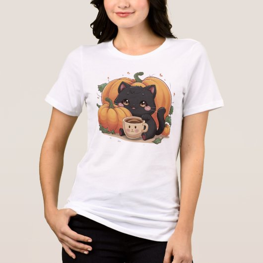 T-shirt En Tri-matière Chat Noir Comfort Colours® sur chemise, chemise Ci (Recto)