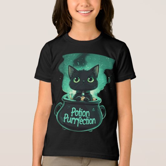 T-shirt En Tri-matière Chat noir dans un chaudron magique 🐾✨ (Recto)