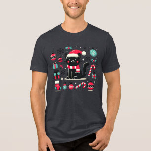 T-shirt En Tri-matière Chat noir de Noël