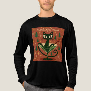T-shirt En Tri-matière Chat noir de Noël du milieu du siècle Merry Martin