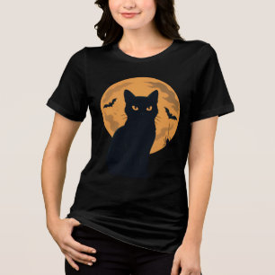 T-shirt En Tri-matière Chat noir éffrayant Silhouette Halloween Chat goth