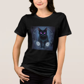 T-shirt En Tri-matière Chat noir mystique en cercle magique