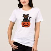 T-shirt En Tri-matière Chat noir sur Citrouille | BKANC SEULEMENT (Recto)