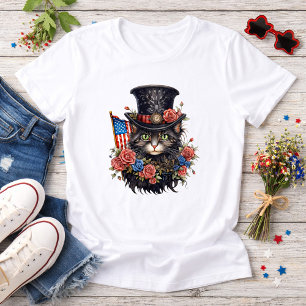 T-shirt En Tri-matière Chat patriote étoilé