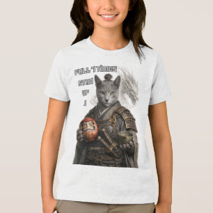 T-shirt En Tri-matière Chat Samouraï Bleu Russe