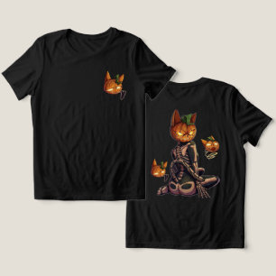 T-shirt En Tri-matière Chat squelette de citrouille d'Halloween effrayant