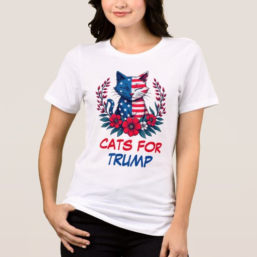 T-shirt En Tri-matière Chats pour Trump Drapeau américain Fleurs rouges P (Recto)