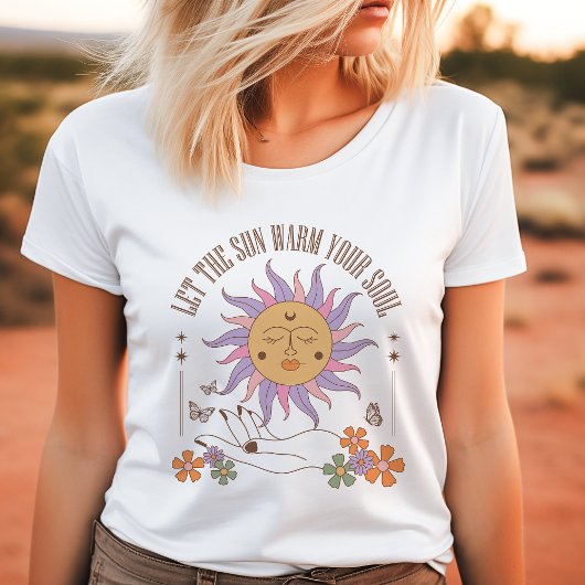 T-shirt En Tri-matière Chauffer votre âme Retro Boho Sun