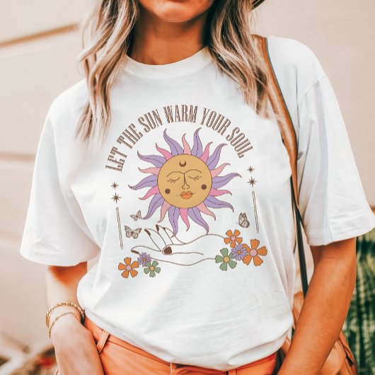 T-shirt En Tri-matière Chauffer votre âme Retro Boho Sun