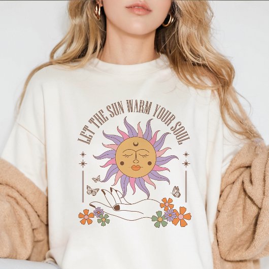T-shirt En Tri-matière Chauffer votre âme Retro Boho Sun