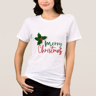 T-shirt En Tri-matière Chemise à thème de Noël pour les femmes