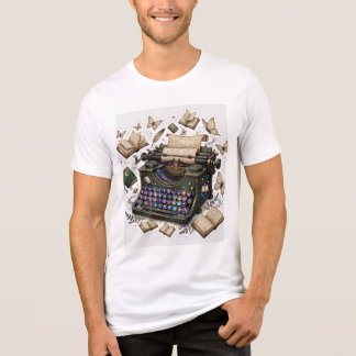 T-shirt En Tri-matière Chemise avec un collage de machine à écrire vintag