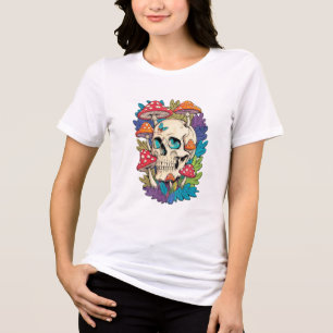 T-shirt En Tri-matière Chemise Blanche Mystique Crâne & Champignon pour F