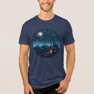T-shirt En Tri-matière Chemise Cozy Night Cabin Under Starry Sky