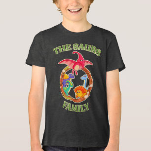 T-shirt En Tri-matière Chemise de famille de dinosaures de dessin animé p