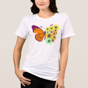 T-shirt En Tri-matière Chemise de jardin papillon et tournesol