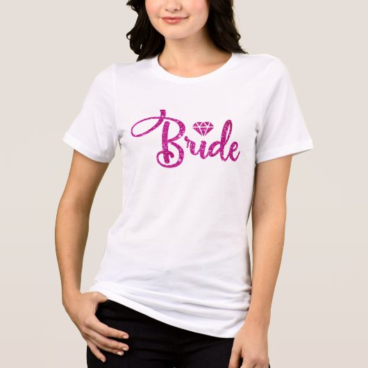 T-shirt En Tri-matière Chemise de mariée Parties scintillant rose - Cadea (Recto)