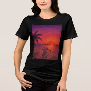 T-shirt En Tri-matière Chemise de plage coucher de soleil tropical Été