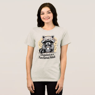 T-shirt En Tri-matière Chemise drôle de Raton Laveur Amateur de Café Dégu
