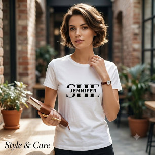 T-shirt En Tri-matière Chemise graphique tri-mélange moderne SHE nom pers