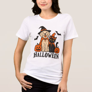T-shirt En Tri-matière Chemise Halloween Chat & Chien Fantôme Amour Cha