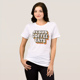 T-SHIRT EN TRI-MATIÈRE CHEMISE JESUS CAFE CHATS CHRÉTIENNE