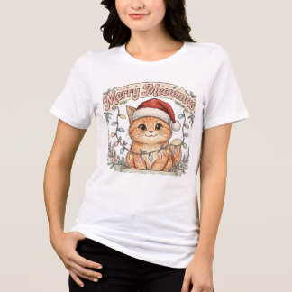 T-shirt En Tri-matière Chemise Joyeux Meowmas - Chemise de chat de Noël m