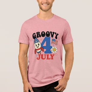 T-shirt En Tri-matière Chemise patriotique de fusée Groovy 4 juillet Desi