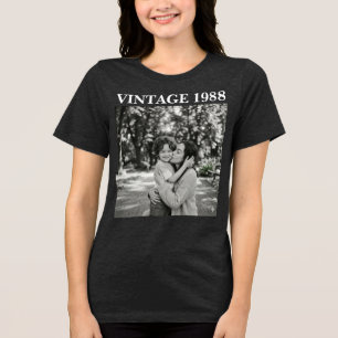 T-shirt En Tri-matière Chemise personnalisée avec photo et année vintage,