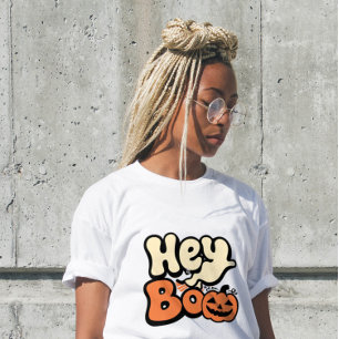 T-shirt En Tri-matière Chemise rétro groovy Halloween pour femmes   “Hey 