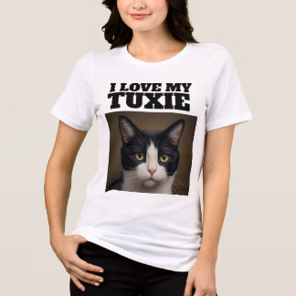 T-SHIRT EN TRI-MATIÈRE CHEMISE T AMOUR DE CHAT TUXEDO