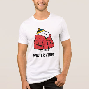 T-shirt En Tri-matière Chemise Tri-Blend Snoopy Hiver en Manteau Gonflant
