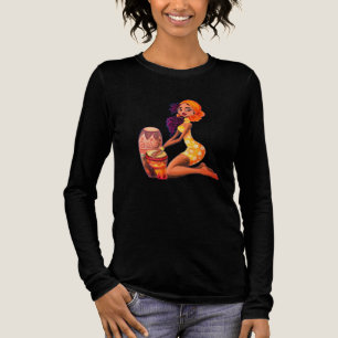 T-shirt En Tri-matière Chemise Tri-Mélange avec Fille à Tambour