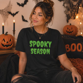 T-shirt En Tri-matière Chemise typographique verte de saison effrayante H