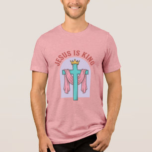 T-shirt En Tri-matière Chemise Vintage Christian T-Shir Jésus Est Roi Cou