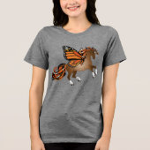 T-shirt En Tri-matière Cheval d'élevage avec papillon monarque ailes (Recto)