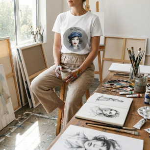 T-shirt En Tri-matière Chic Parisien Vintage "La Dame" Graphique