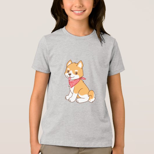 T-shirt En Tri-matière Chien chiot mignon Shiba Inu (Recto)