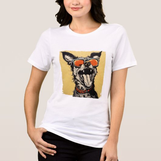 T-shirt En Tri-matière Chien Cool avec Lunettes - POP ART (Recto)