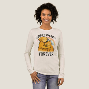 T-shirt En Tri-matière Chien étreinte chat pastel arc-en-ciel