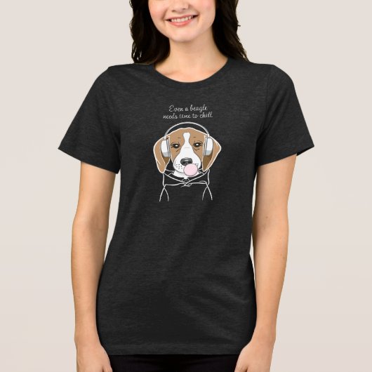 T-shirt En Tri-matière Chien frais avec Bubblegum mignon Beagle amusant (Recto)