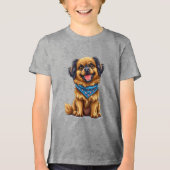 T-shirt En Tri-matière Chien joyeux avec peluche, fourrure dorée (Recto)