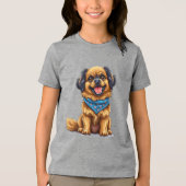 T-shirt En Tri-matière Chien joyeux avec peluche, fourrure dorée (Recto)