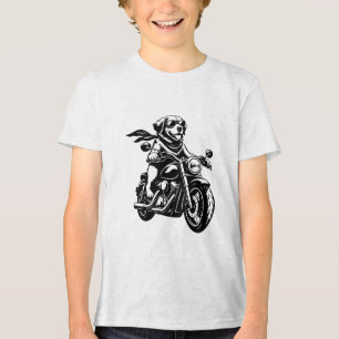 T-shirt En Tri-matière Chien Motard Cool à Bord d'une Moto